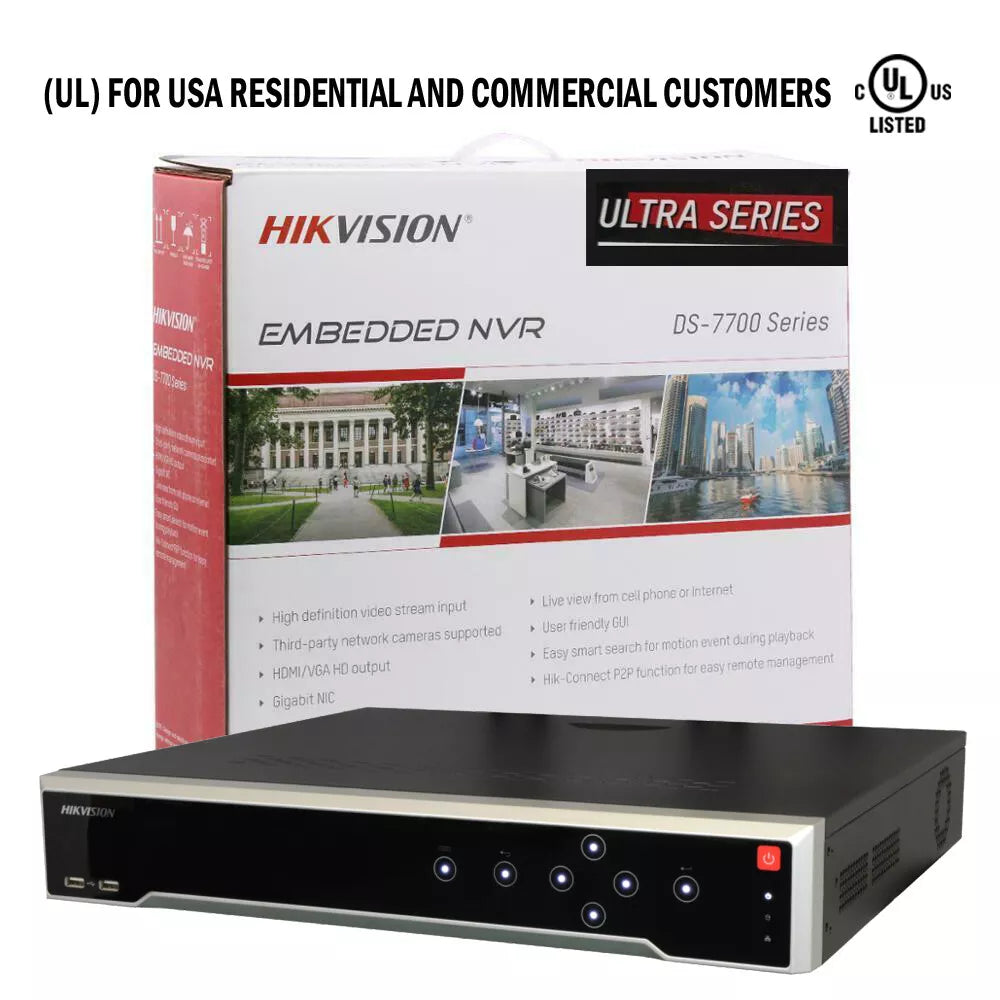 Hikvision 32CH 16POE NVR 32MP IP Security Camera System W/8MP Turret Audio Lo