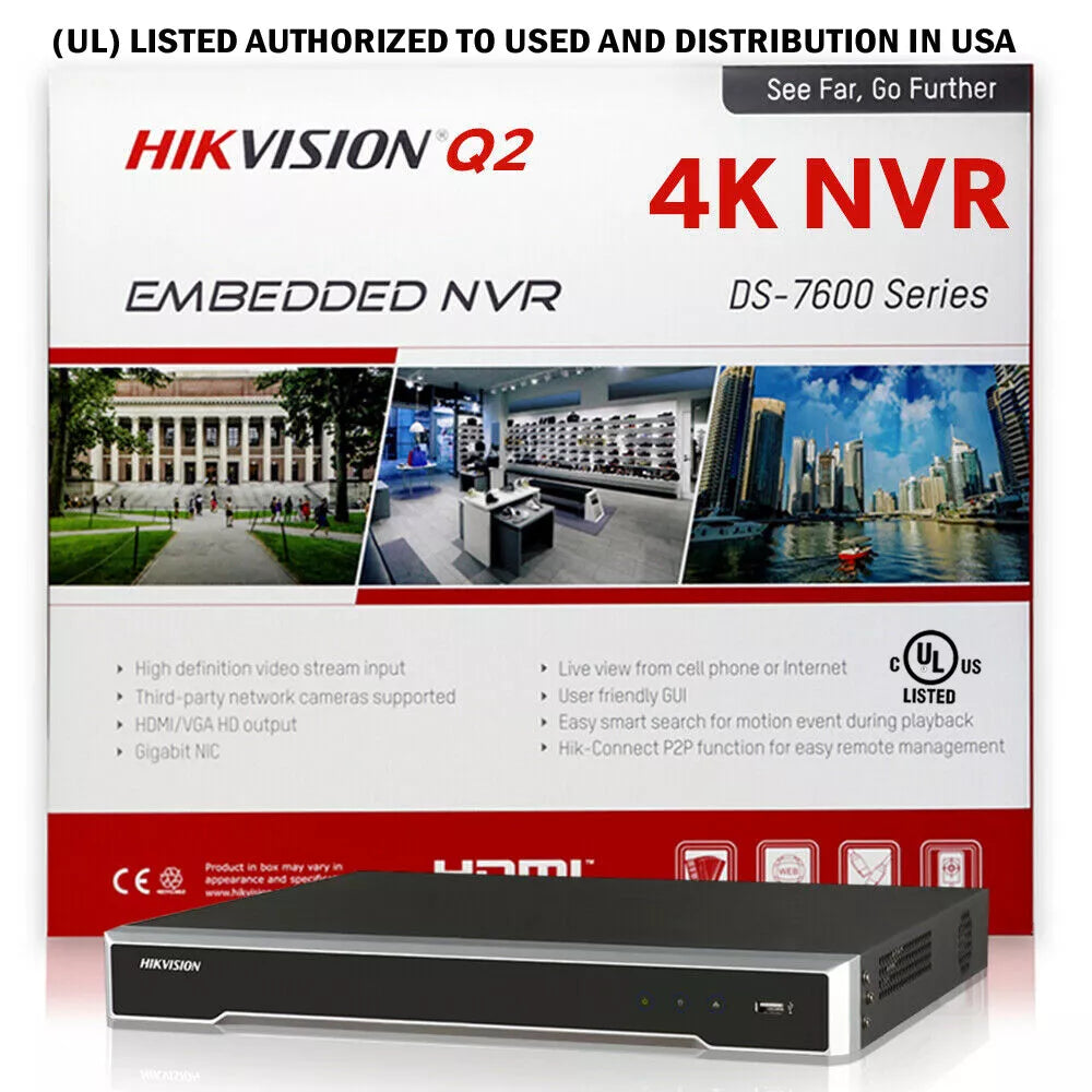 HIKVISION 16CH NVR DS-7616NI-Q2/16P+DS-2CD1347G2-LUF 4MP ColorVu Mic Camera Lot