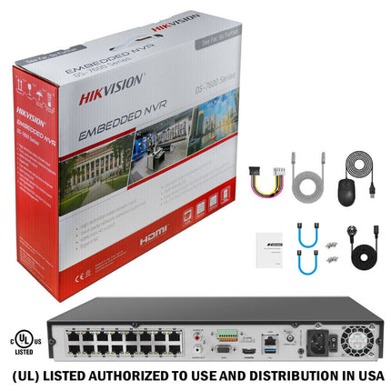 Hikvision 4K 16CH Security CCTV System Kit 8MP Built In Audio ColorVu IP Camera