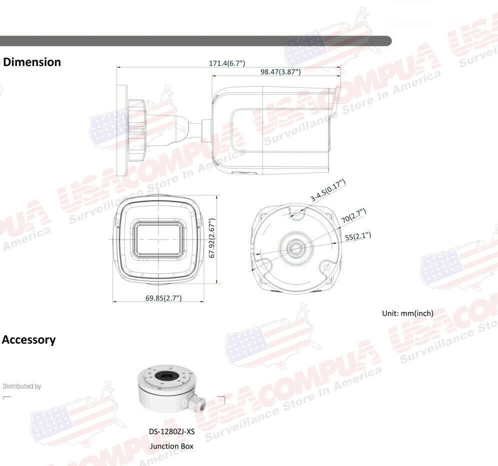 DS-2CD2021G1-I Hikvision 2MP POE IP H265+ EXIR PoE Mini Bullet Network/IP