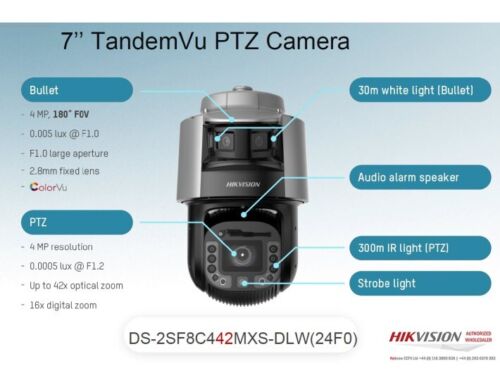 Hikvision 4MP 42X PTZ Camera DS-2SF8C442MXS-DLW 4 MP, IR 500m, PoE, TandemVu