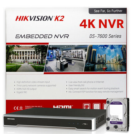 Hikvision 4K 16CH 4MP 16 POE Security IP Camera System ColorVu W/Audio NVR Lot