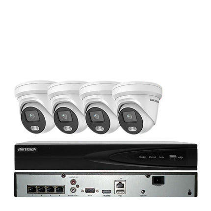 HIKVISION SECURITY SYSTEM 4CH POE / HDD INCLUDE 4 MEGAPIXEL ColorVu H,265+
