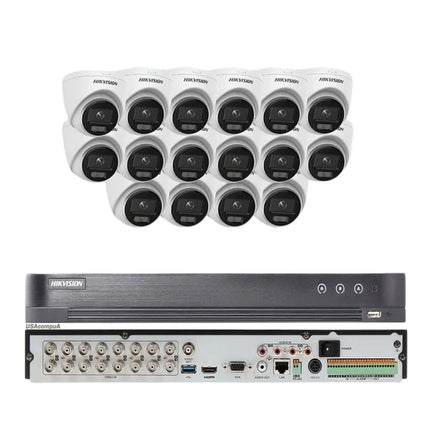 Hikvision 4K 16ch CCTV Security System 3k/5MP ColorVu Audio Turret w/ 24/7